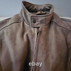 Vintage Hot Leathers Full Grain Cowhide Motorcycle Jacket In Fawn Brown Size 56
