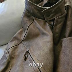 Vintage Hot Leathers Full Grain Cowhide Motorcycle Jacket In Fawn Brown Size 56