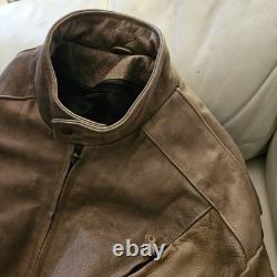 Vintage Hot Leathers Full Grain Cowhide Motorcycle Jacket In Fawn Brown Size 56