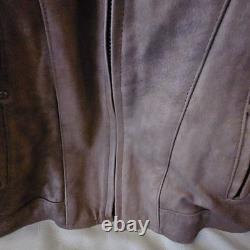 Vintage Hot Leathers Full Grain Cowhide Motorcycle Jacket In Fawn Brown Size 56