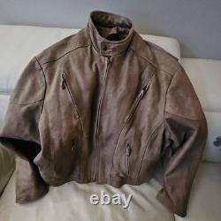 Vintage Hot Leathers Full Grain Cowhide Motorcycle Jacket In Fawn Brown Size 56