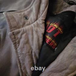 Vintage Hot Leathers Full Grain Cowhide Motorcycle Jacket In Fawn Brown Size 56