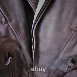 Vintage Hot Leathers Full Grain Cowhide Motorcycle Jacket In Fawn Brown Size 56