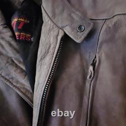Vintage Hot Leathers Full Grain Cowhide Motorcycle Jacket In Fawn Brown Size 56