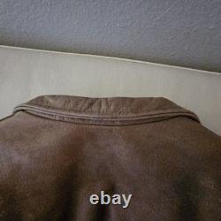 Vintage Hot Leathers Full Grain Cowhide Motorcycle Jacket In Fawn Brown Size 56