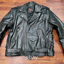 Vintage IK Zip Out Lining Leather Edgy Motorcycle Jacket Black Men's Size 44