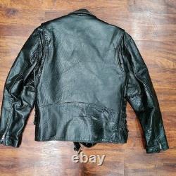 Vintage IK Zip Out Lining Leather Edgy Motorcycle Jacket Black Men's Size 44