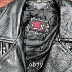 Vintage IK Zip Out Lining Leather Edgy Motorcycle Jacket Black Men's Size 44