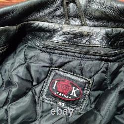 Vintage IK Zip Out Lining Leather Edgy Motorcycle Jacket Black Men's Size 44