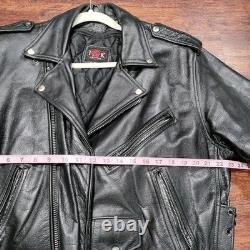 Vintage IK Zip Out Lining Leather Edgy Motorcycle Jacket Black Men's Size 44