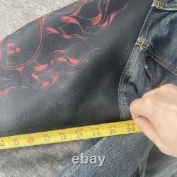 Vintage Icon Strongarm Fate Motorcycle Jacket Skulls Denim Leather Men's 2XL