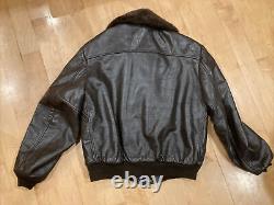 Vintage JC Penny Brown Leather Bomber Motorcycle Jacket Size 44 See Descr
