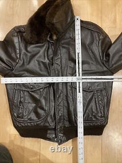 Vintage JC Penny Brown Leather Bomber Motorcycle Jacket Size 44 See Descr