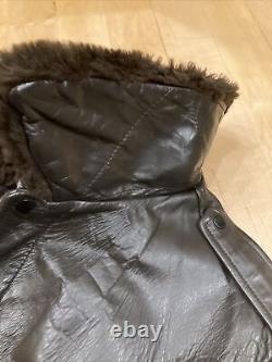 Vintage JC Penny Brown Leather Bomber Motorcycle Jacket Size 44 See Descr