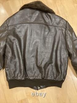 Vintage JC Penny Brown Leather Bomber Motorcycle Jacket Size 44 See Descr