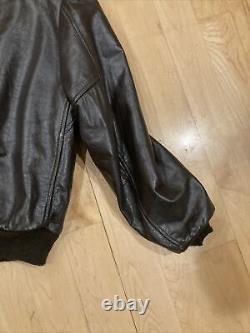 Vintage JC Penny Brown Leather Bomber Motorcycle Jacket Size 44 See Descr