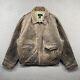 Vintage J Crew Leather Jacket Mens Large Gray Distressed Patina Biker Bomber 90s