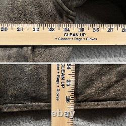 Vintage J Crew Leather Jacket Mens Large Gray Distressed Patina Biker Bomber 90s