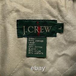Vintage J Crew Leather Jacket Mens Large Gray Distressed Patina Biker Bomber 90s