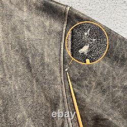 Vintage J Crew Leather Jacket Mens Large Gray Distressed Patina Biker Bomber 90s