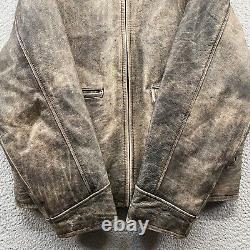 Vintage J Crew Leather Jacket Mens Large Gray Distressed Patina Biker Bomber 90s