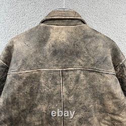 Vintage J Crew Leather Jacket Mens Large Gray Distressed Patina Biker Bomber 90s