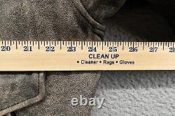 Vintage J Crew Leather Jacket Mens Large Gray Distressed Patina Biker Bomber 90s