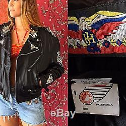 Vintage Jeff Hamilton Motorcycle Jacket Leather Studded Eagle Biker Jacket