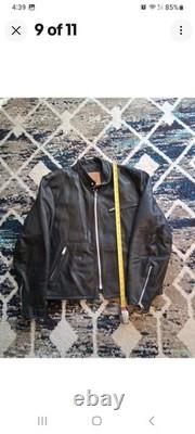 Vintage KERR MENS BLACK LEATHER MOTORCYCLE JACKET SZ 44 Large, Made USA