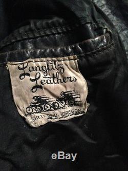 Vintage LANGLITZ british boxer RON BARTON leather biker jacket size S