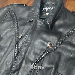 Vintage LA Roxx Black Leather Motorcycle Biker Jacket Sz Medium 40 Fringe 80s