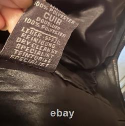 Vintage LEATHER KING Motorcycle Biker Jacket Black w Orange Flames Mens L Unique