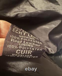 Vintage LEATHER KING Motorcycle Biker Jacket Black w Orange Flames Mens L Unique