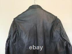 Vintage LEATHER Motorcycle Jacket Mens Black Heavy Thick Leather Biker Coat XL