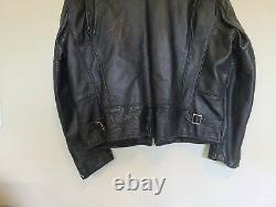 Vintage LEATHER Motorcycle Jacket Mens Black Heavy Thick Leather Biker Coat XL