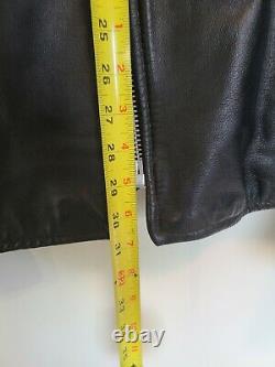 Vintage LEATHER Motorcycle Jacket Mens Black Heavy Thick Leather Biker Coat XL