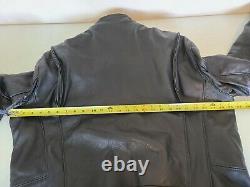 Vintage LEATHER Motorcycle Jacket Mens Black Heavy Thick Leather Biker Coat XL