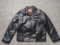 Vintage LEVIS motorcycle LEATHER black L jacket Y2K biker coat 44-46