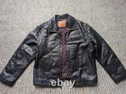 Vintage LEVIS motorcycle LEATHER black L jacket Y2K biker coat 44-46