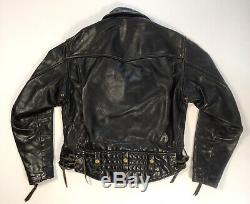 Vintage Langlitz Columbia Black Leather Motorcycle Jacket 80's'82 Men's Size 40