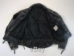 Vintage Langlitz Columbia Black Leather Motorcycle Jacket 80's'82 Men's Size 40