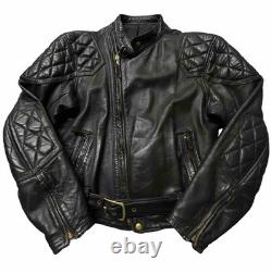 Vintage Langlitz Leather Motorcycle Cascade Jacket Black Quilted Belt H2