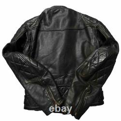 Vintage Langlitz Leather Motorcycle Cascade Jacket Black Quilted Belt H2