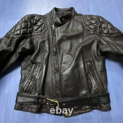 Vintage Langlitz Leather Motorcycle Cascade Jacket Black Quilted Belt H2