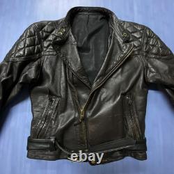 Vintage Langlitz Leather Motorcycle Cascade Jacket Black Quilted Belt H2