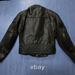 Vintage Langlitz Leather Motorcycle Cascade Jacket Black Quilted Belt H2