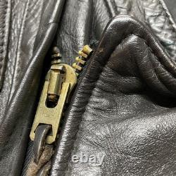 Vintage Langlitz Leather Motorcycle Cascade Jacket Black Quilted Belt H2