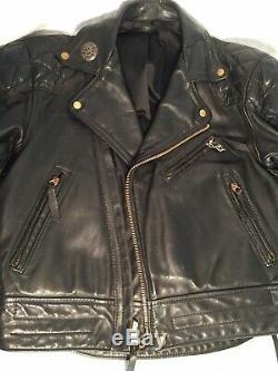 Vintage Langlitz Leather Motorcycle Jacket Black, Preowned, Heavy
