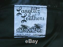 Vintage Langlitz Leathers, Men's Classic COLUMBIA MOTORCYCLE JACKET NICE! 46 LG