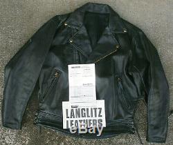 Vintage Langlitz Leathers, Men's Classic COLUMBIA MOTORCYCLE JACKET NICE! 46 LG